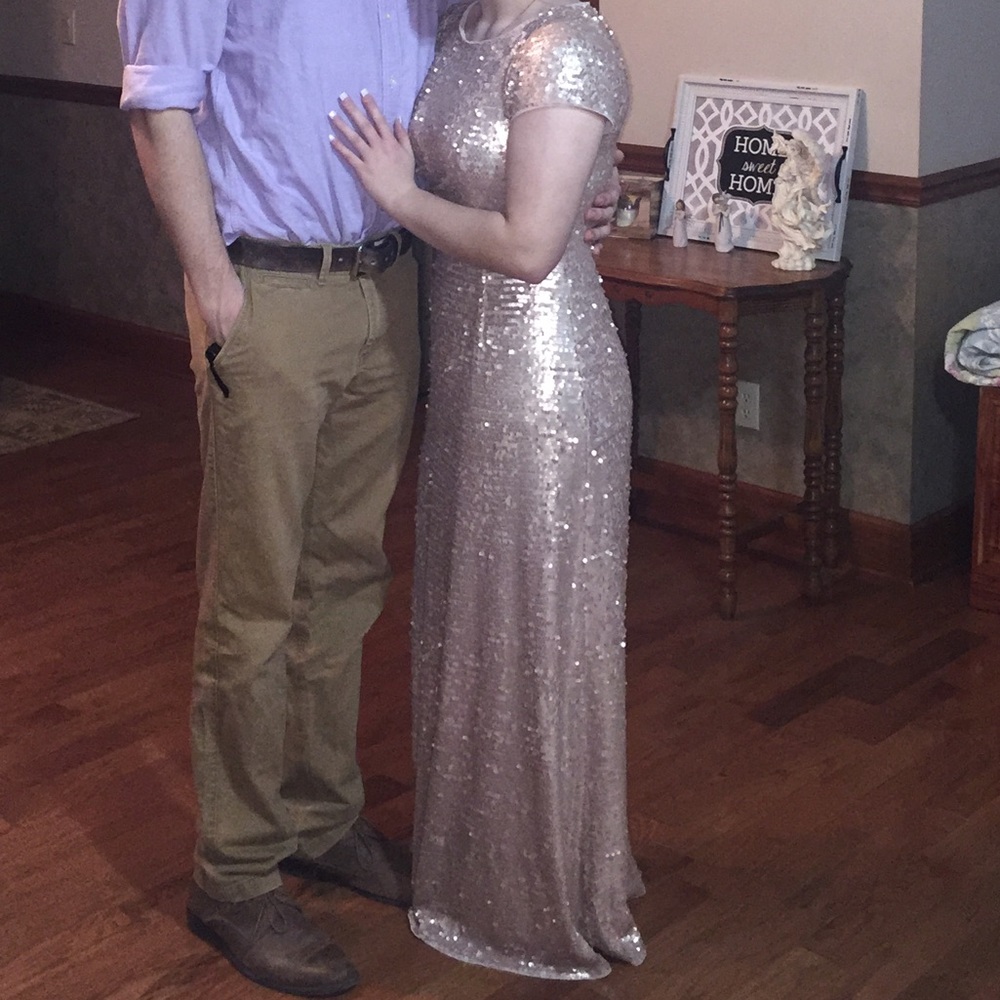 Adrianna papell fully sequined floor length dress